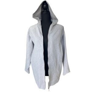 Karen Scott Longline Zip Hoodie Womens S Gray Minimalist Casual Lounge Capsule